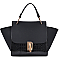 SUEDE SIDES CROC PRINT PUCH LOCK SATCHEL