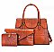 3 IN 1 Crocodile Pattern Satchel Clutch Set & Wallet