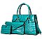 3 IN 1 Crocodile Pattern Satchel Clutch Set & Wallet