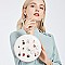 Charming 3D Accented Ring Handle Round Frame Satchel-Clutch