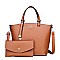 Stylish 2 In 1 Smooth Leather Satchel Clutch Set