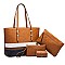 4 in 1 Trendy Striped Front Tote Bag & Clutch Set