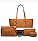 4 in 1 Trendy Striped Front Tote Bag & Clutch Set