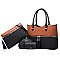 4 In 1 Stylish Two Tone Tote Bag & Clutch Set