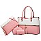4 In 1 Stylish Two Tone Tote Bag & Clutch Set