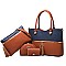 4 In 1 Stylish Two Tone Tote Bag & Clutch Set