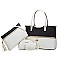 4 In 1 Stylish Two Tone Tote Bag & Clutch Set