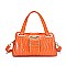 CROCODILE PRINT SMOOTH LEATHER TURN LOCK SATCHEL