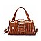 CROCODILE PRINT SMOOTH LEATHER TURN LOCK SATCHEL