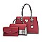 3 IN 1 TEXTURED LEATHER SATCHEL ANIMAL PRINT CLUTCH SET