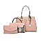 3 IN 1 TEXTURED LEATHER SATCHEL ANIMAL PRINT CLUTCH SET