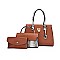 3 IN 1 TEXTURED LEATHER SATCHEL ANIMAL PRINT CLUTCH SET