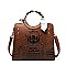 3 IN 1 CROCODILE SCARFED ROUND HANDLE SATCHEL SET