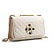 Quilted Pearl Accent Chained Shoulder Bag
