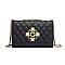 Quilted Pearl Accent Chained Shoulder Bag