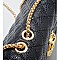Quilted Stoned Crown Emblemed Cross Body Shoulder Bag