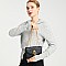 Quilted Stoned Crown Emblemed Cross Body Shoulder Bag