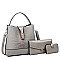 3 IN-1Flap Accented Croc Bucket Hobo Bag