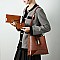 3 IN-1Flap Accented Croc Bucket Hobo Bag