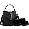 3 IN-1Flap Accented Croc Bucket Hobo Bag