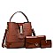 3 IN-1Flap Accented Croc Bucket Hobo Bag