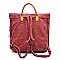 Two-Tone Textured Roll-Up Flap Backpack