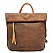 Two-Tone Textured Roll-Up Flap Backpack