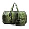 Ostrich Print Embossed 2 in 1 Weekender Duffel Bag