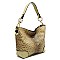 Side Ring Large Hooked Single Strap Ostrich Print Embossed Hobo SET