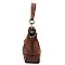 Side Ring Large Hooked Single Strap Ostrich Print Embossed Hobo SET