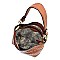 Side Ring Large Hooked Single Strap Ostrich Print Embossed Hobo SET