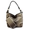 Side Ring Large Hooked Single Strap Ostrich Print Embossed Hobo SET