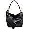 Side Ring Large Hooked Single Strap Ostrich Print Embossed Hobo SET