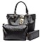 Ostrich Embossed Turn-Lock Accent 3 in 1 Tote Wallet MH-LF1402W