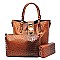 Ostrich Embossed Turn-Lock Accent 3 in 1 Tote Wallet MH-LF1402W