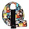 2-in-1 Magazine Cover Collage Round Satchel Wallet Set