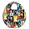 2-in-1 Magazine Cover Collage Round Satchel Wallet Set