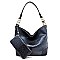Side Ring Large Hooked Single Strap Ostrich Print Embossed Hobo SET