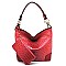 Side Ring Large Hooked Single Strap Ostrich Print Embossed Hobo SET