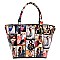 Obama Magazine Print 3 in 1 Handle Satchel Tote SET Multi MH-PQ021