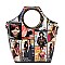 Obama Magazine Print 3 in 1 Handle Satchel Tote SET Multi MH-PQ021