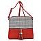 Plaid Checker Print Tassel Accent Cross Body