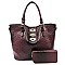 Ostrich Embossed Turn-Lock Accent 3 in 1 Tote Wallet MH-LF1402W