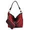 Side Ring Large Hooked Single Strap Ostrich Print Embossed Hobo SET