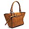 Whipstitched Buckle Accent Wing Tote MH-LY115