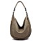 PERFORATED BRAID ACCENT STRAP HOBO