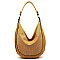 PERFORATED BRAID ACCENT STRAP HOBO
