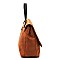 Stylish Brass-tone Studded Distressed Flap Satchel MH-LJN002