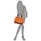 Stylish Brass-tone Studded Distressed Flap Satchel MH-LJN002