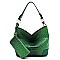 Side Ring Large Hooked Single Strap Ostrich Print Embossed Hobo SET